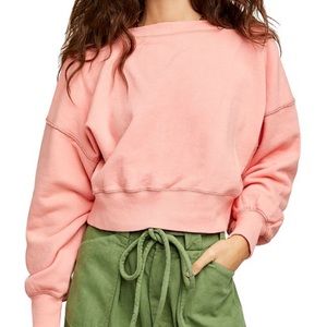 NWOT Free People Take Me Back reversible sweatshirt .size Large.color papaya
